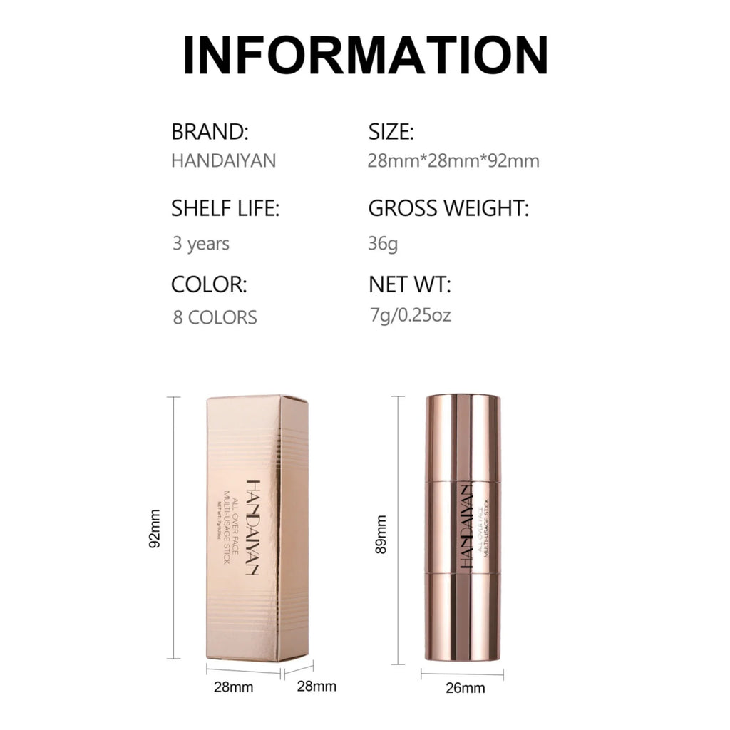 Double Head Highlighter Stick Contour Stick Waterproof Natural Silky Smooth Face Contouring for Nose Shadow With Makeup Brushes - AliExpress 66