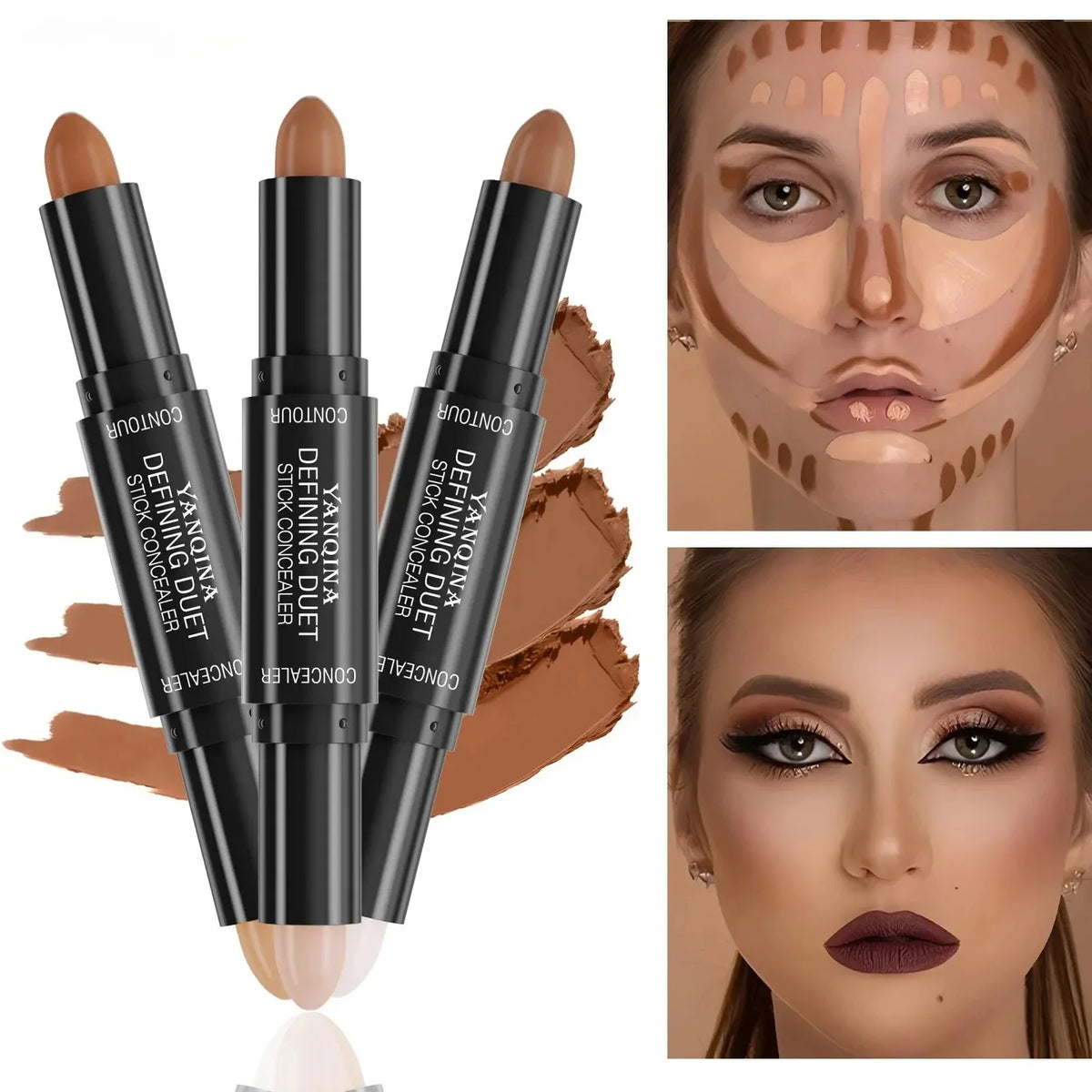 Double Head Contour Face Foundation Concealer Pen Long Lasting Dark Circles Corrector Contour Concealers Stick Cosmetic Makeup
