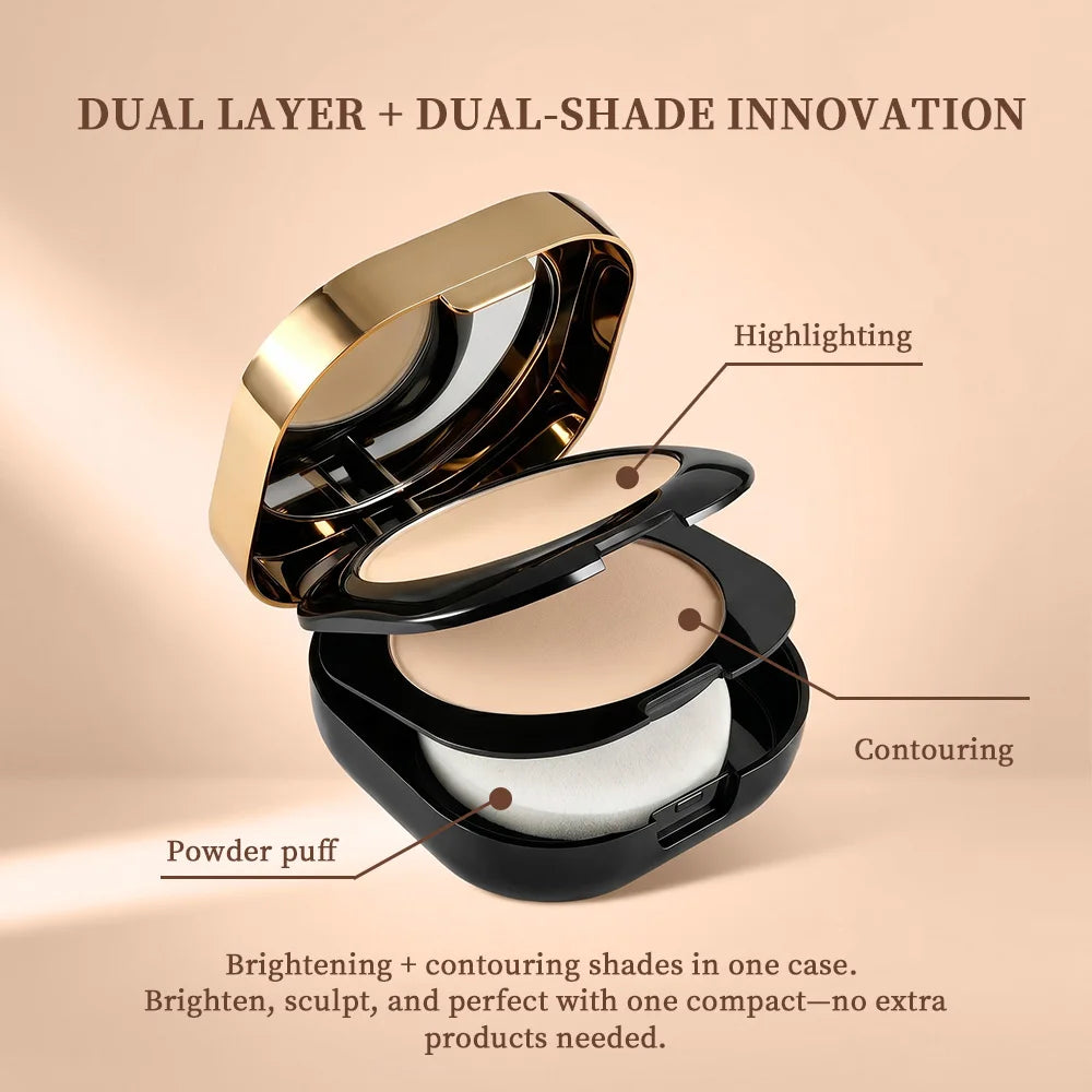 Collagen Dual-Layer Compact Powder Long-Lasting Oil Control Setting Touch-Up Portable Makeup For On-the-Go Daily Use