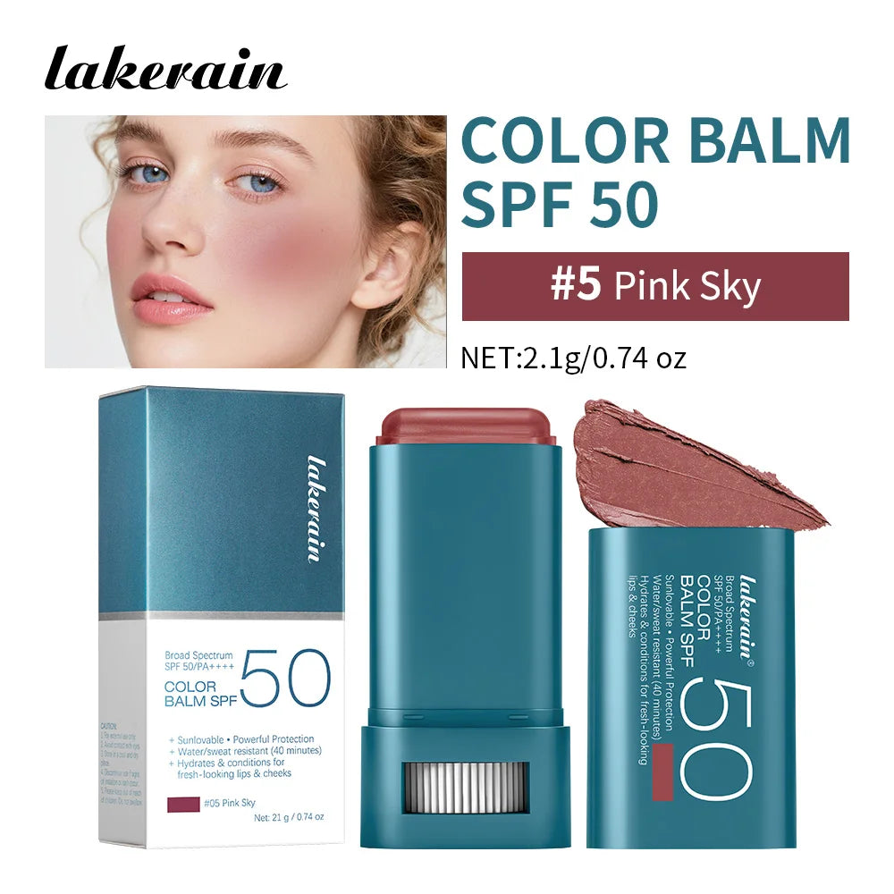 Sunscreen SPF 50 Blush Stick Long-Lasting Waterproof Tinted Blush for Glowing Cheeks Sun Protection & Natural Flush Face Makeup