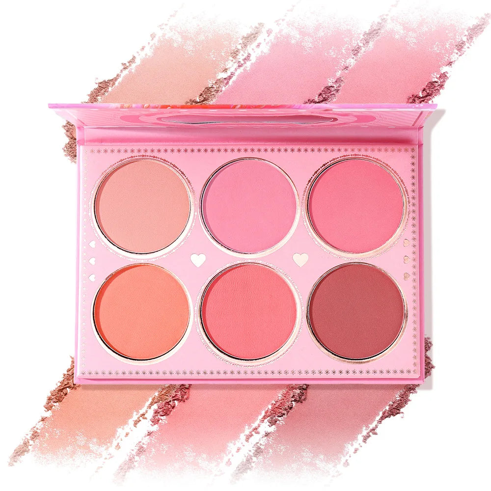 6 Colors Matte Blush Palette Natural Nude Expanding Tone Blusher Tray Brighten Complexion Blendable Powder Makeup Cosmetic Set