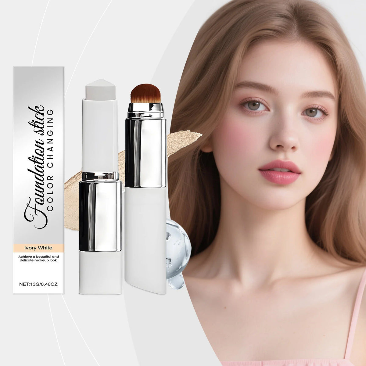 Ivory White Two In One Color Changing Foundation Make-Up Stick Light&Thin Skin CareMatte Natural Makeup Foundation Make-Up Stick - AliExpress 66