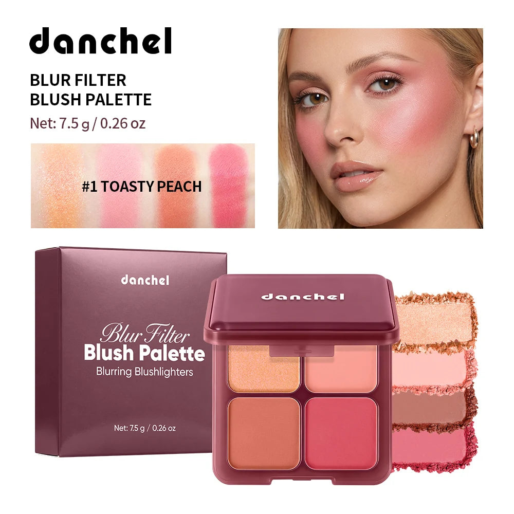 Blur Filter Blush Palette Soft-focus Blurred Filtered Matte Finish Lightweight Smooth Blendable 3 Blushes 1 Highlighter Palette