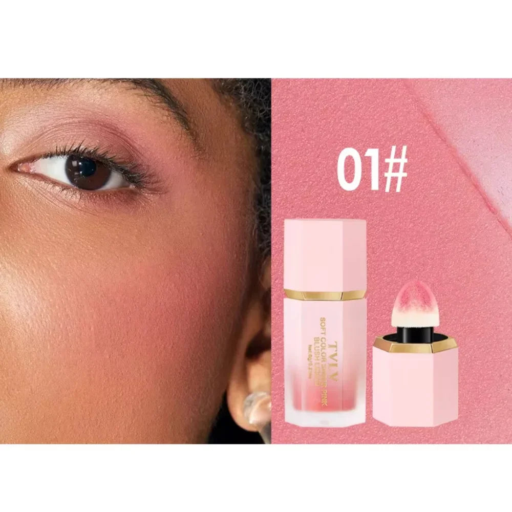 TVLV Water Light 6 Colours Velvet Liquid Blush Sponge Head Blusher Natural Lasting Brighten Facial Contour Blush Tint Makeup