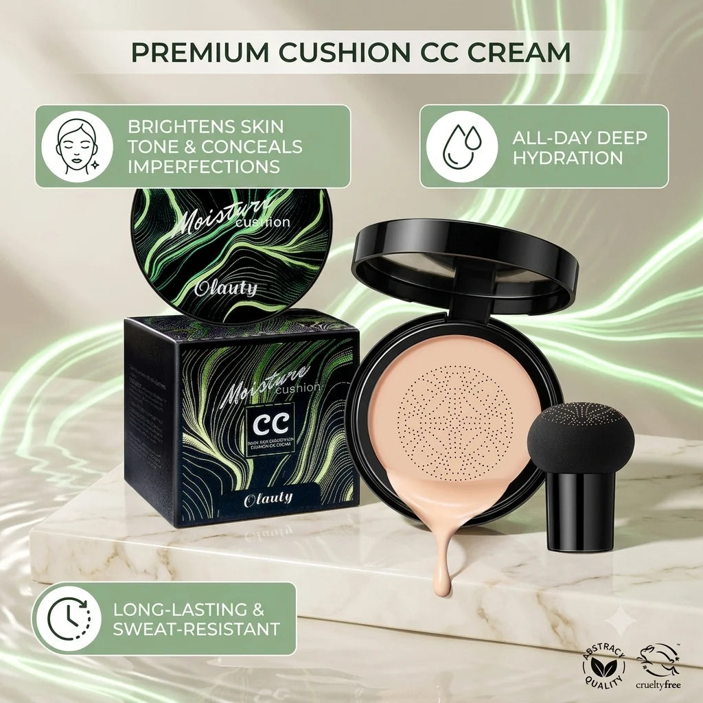Moisture CC Cushion Foundation with Mushroom Sponge Long Lasting Hydrating Lightweight Flawless Coverage BB Air Cushion Makeup - AliExpress 66