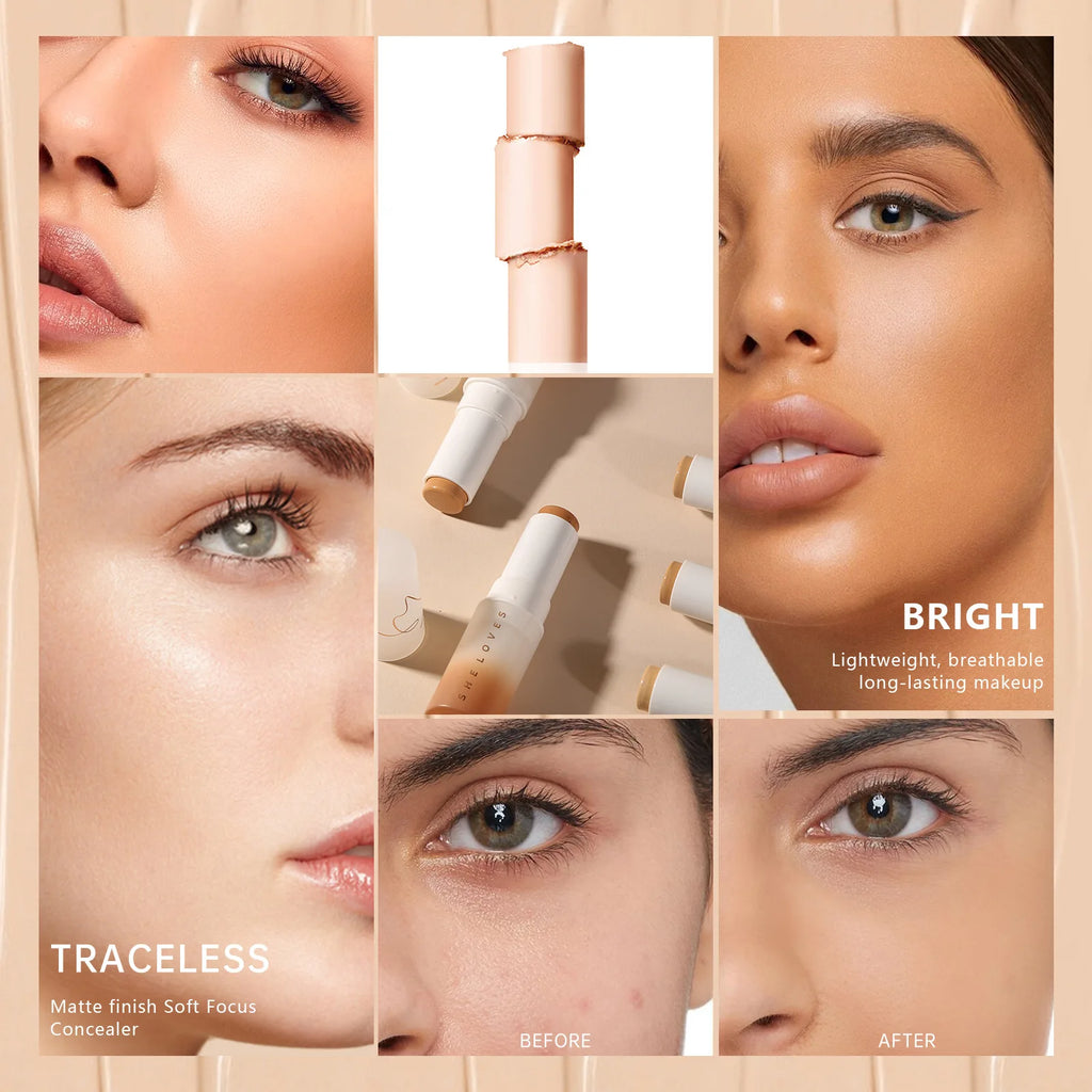 Matte Foundation Stick Full Coverage Face Base Makeup Lightweight Velvet Longlasting Cream Oil-control Hydrated Makeup Cosmetics