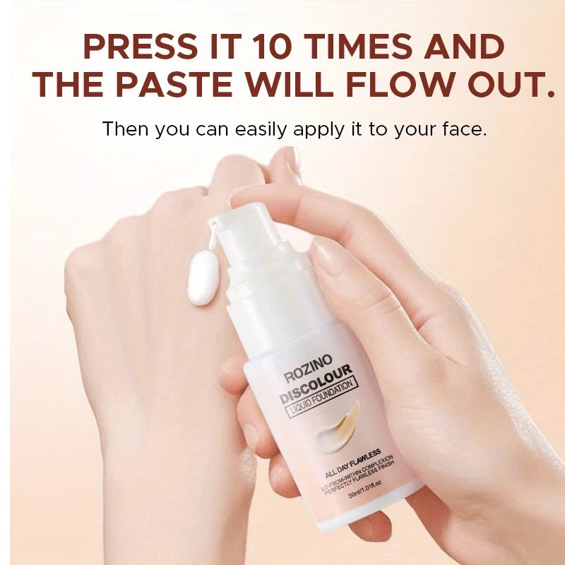 24-Hour Long-Lasting Moisturizing Liquid Concealer, Brightens and Covers Blemishes, Color-Changing Foundation BB Cream