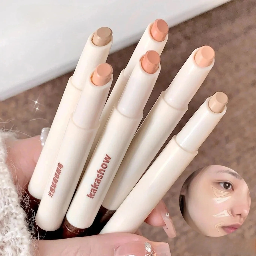 Kakashow Dual-Ended Concealer Pen for Dark Circles Tear Groove Spot Coverage Long-Lasting Blend Brush for Daily Use And Gifts