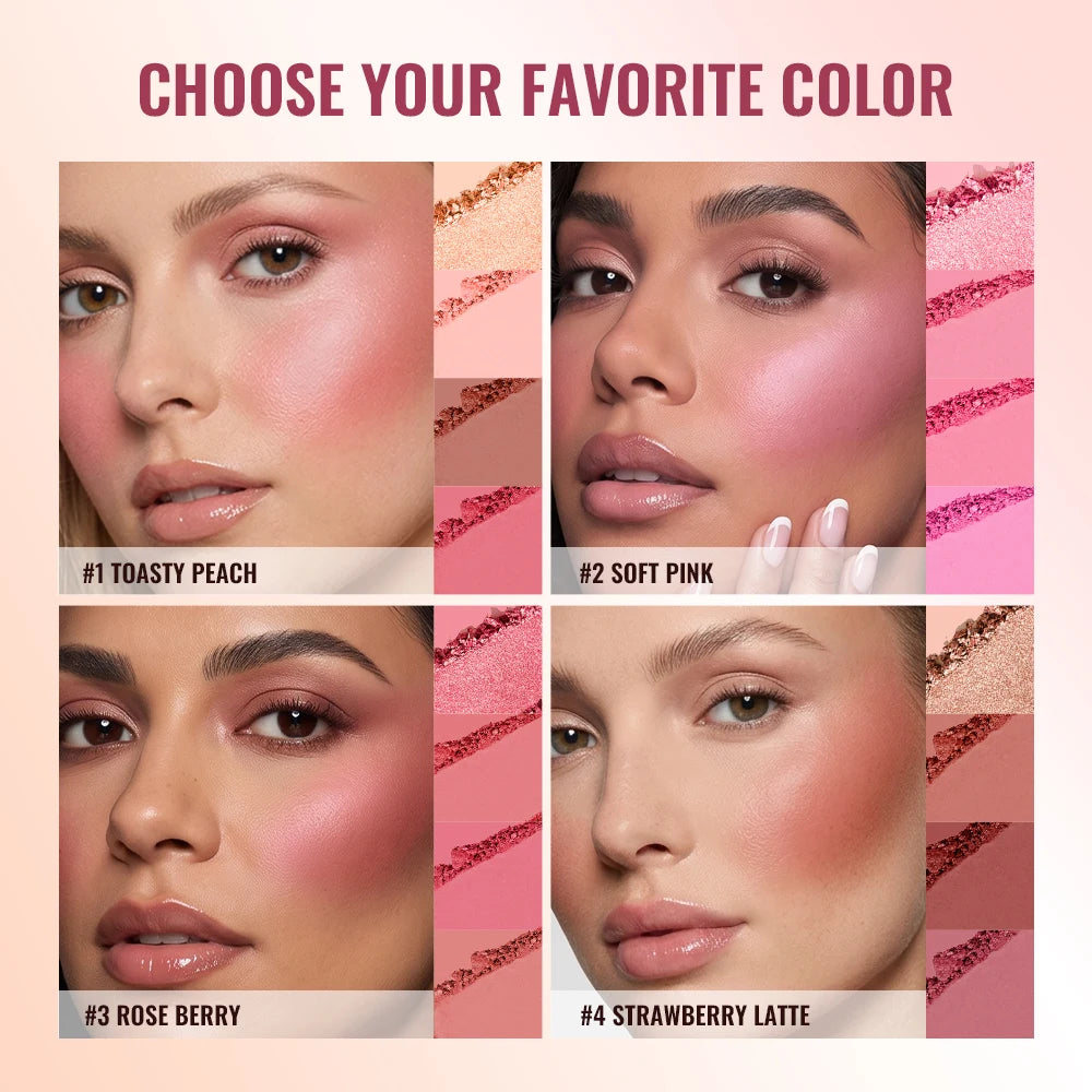 Blur Filter Blush Palette Soft-focus Blurred Filtered Matte Finish Lightweight Smooth Blendable 3 Blushes 1 Highlighter Palette