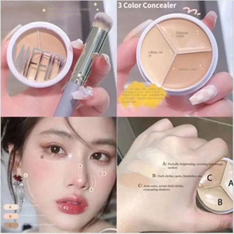 Three Color Concealer To Cover Spots Pimples Black Eye Circles Lacrimal Groove Repair Foundation Make Up And Makeup Makeup - AliExpress 66