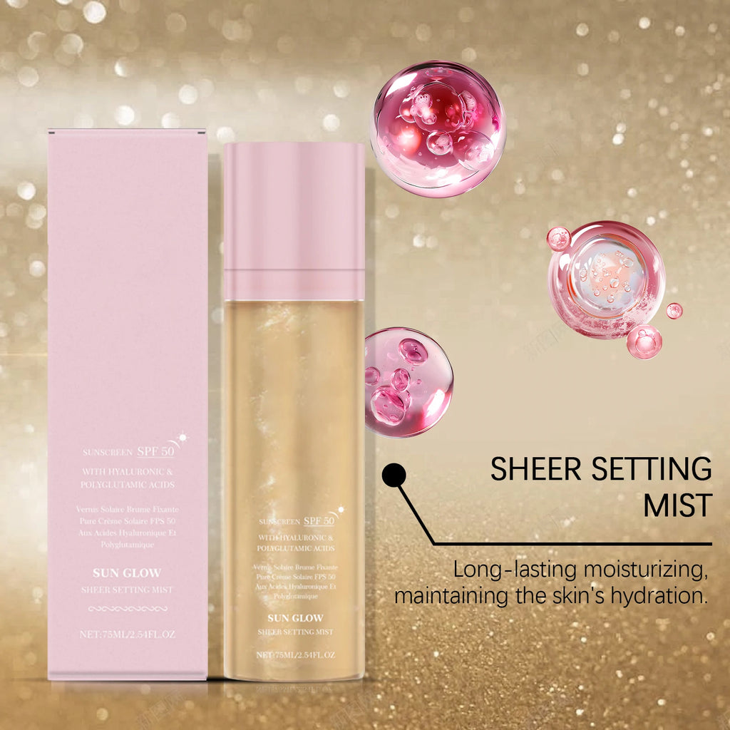 SPF Makeup Setting Spray Hydrating Glow Finish Waterproof Lightweight Non Greasy Lasting Makeup-Friendly Sunscreen Setting Mist