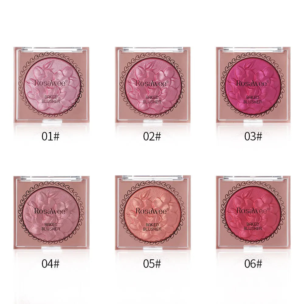 Flower Embossed Mashed?potato Baked Blush, Sparkling Pearlescent Rouge, 3D Shimmer Brightening Long?lasting Facial Makeup - AliExpress 66