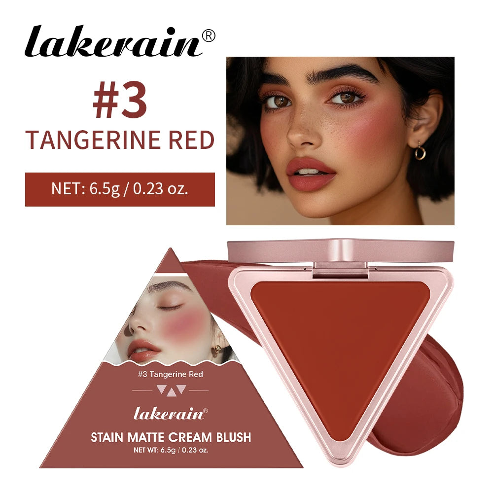 Lakerain Matte Cream Blusher Long-lasting Natural Makeup Triangle Box Design Oil-Resistant High Pigment Cream Blush Plate - AliExpress 66