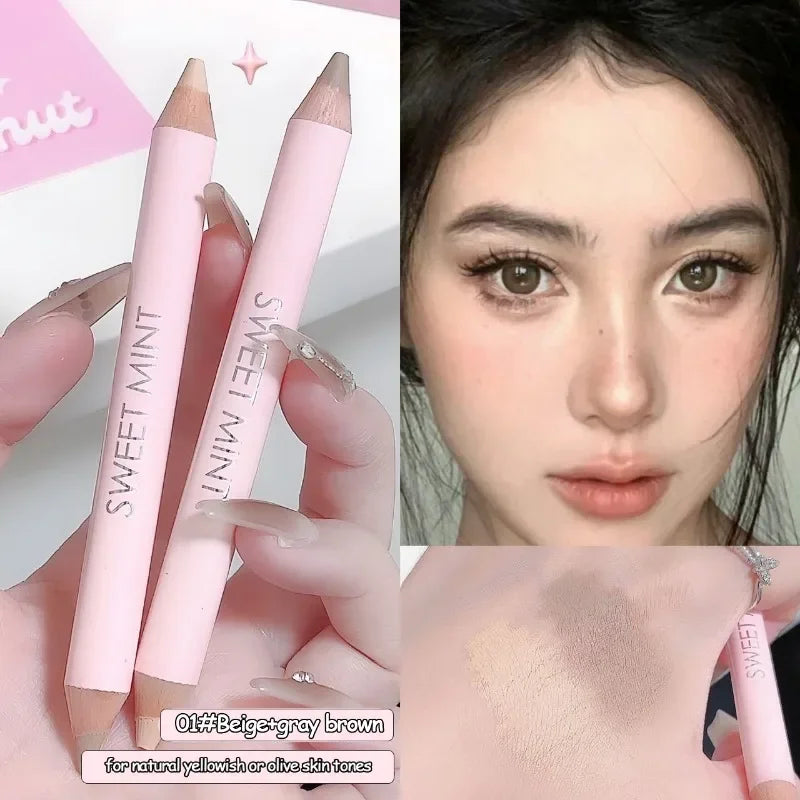 Double Ended Highlighting Contouring Stick 2-in-1 Highlight and Shadow Pen Face Gray Brown 3D Nose Shadow Bronzers Makeup Pencil - AliExpress 66
