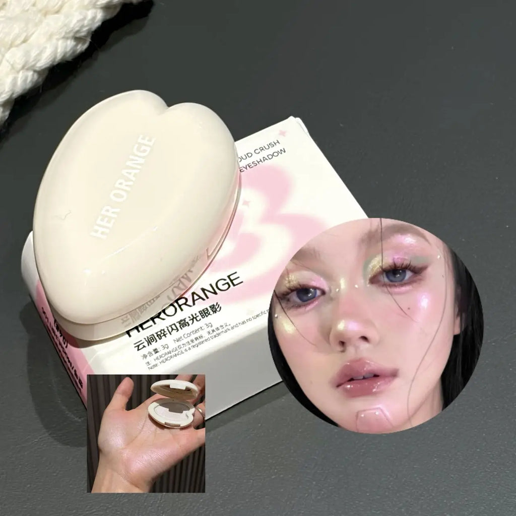 Heart Shape Highlighter Eyeshadow Palette Monochrome Pearl Shimmer Powder Pink Purple Gloss Fine Glitter Face Eye Makeup - AliExpress 66
