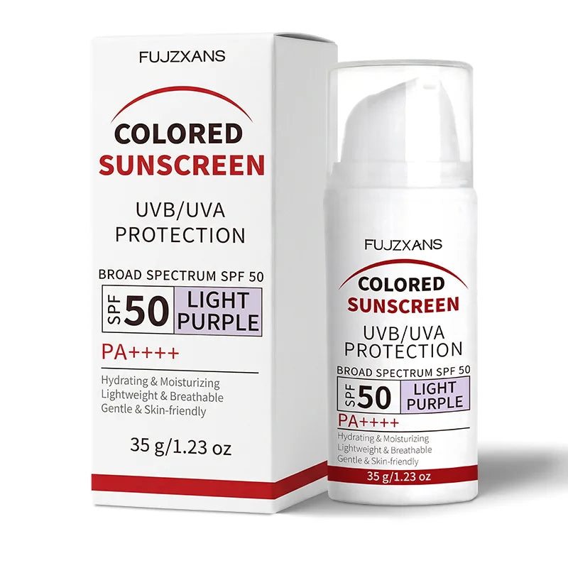 Light Purple Tinted Sunscreen SPF 50 Face BB Cream Foundation - Glass Skin Glow Waterproof & Sweatproof High UVA/UVB Protection
