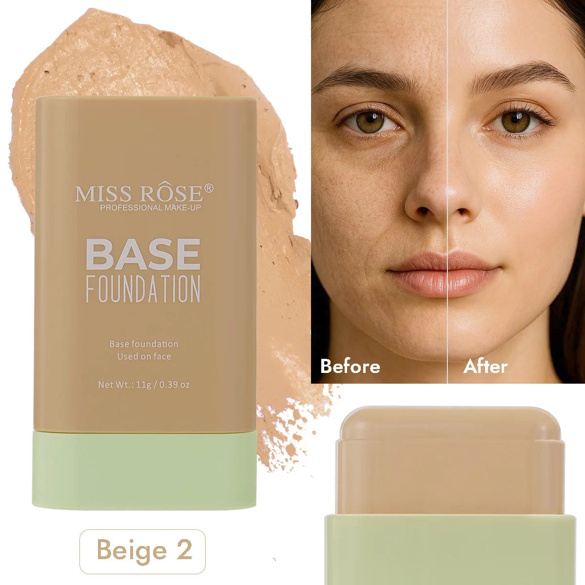 MISS ROSE Concealer Stick - Moisturizing Hydrating Brightening Lightweight Full Coverage Skin Tone Match Foundation Makeup