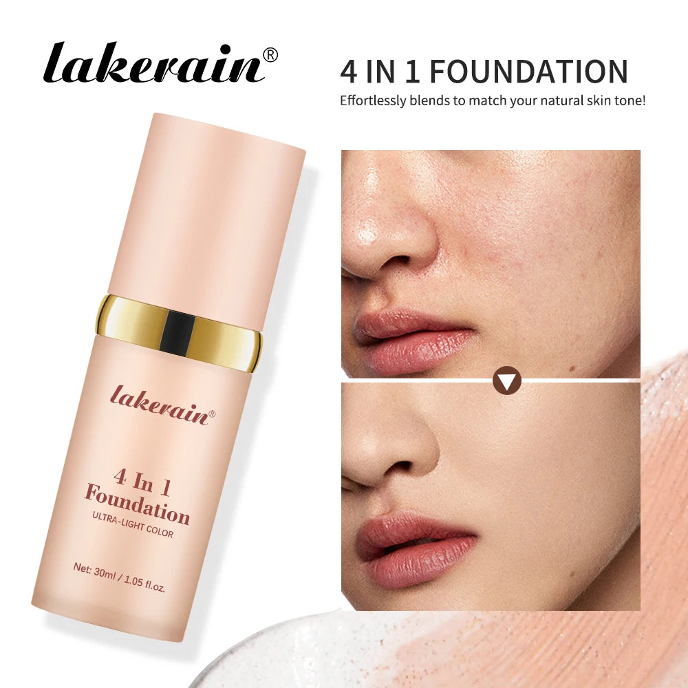 4in1 Foundation Liquid Hydrating Full Coverage Concealer SPF30 Long-wearing Waterproof Even Skin Tone Foundation Face Cosmetics - AliExpress 66