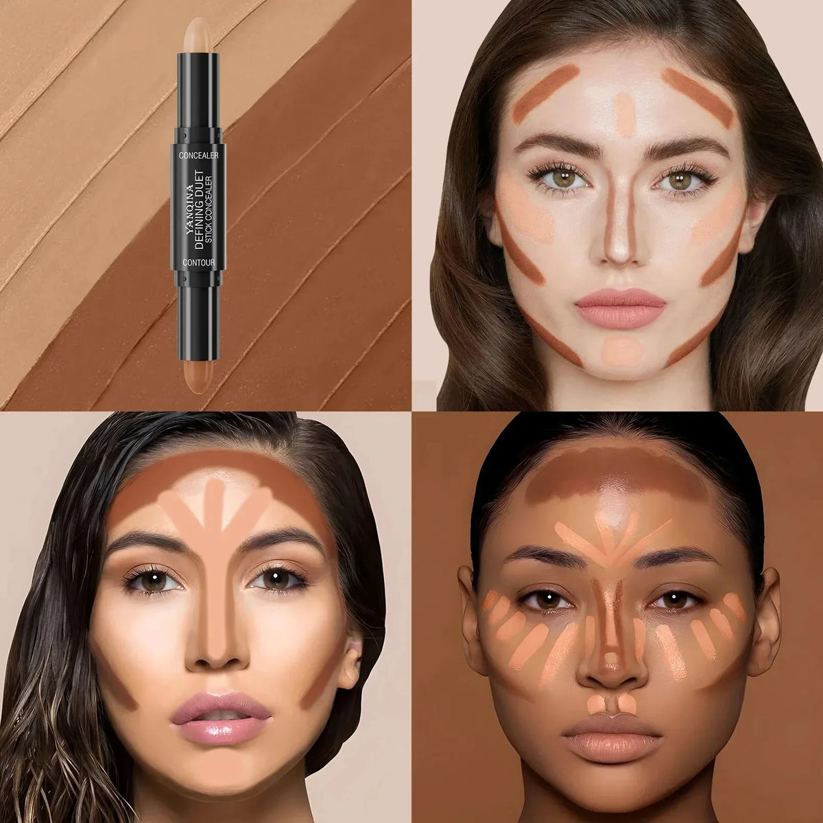 Double Head Contour Face Foundation Concealer Pen Long Lasting Dark Circles Corrector Contour Concealers Stick Cosmetic Makeup