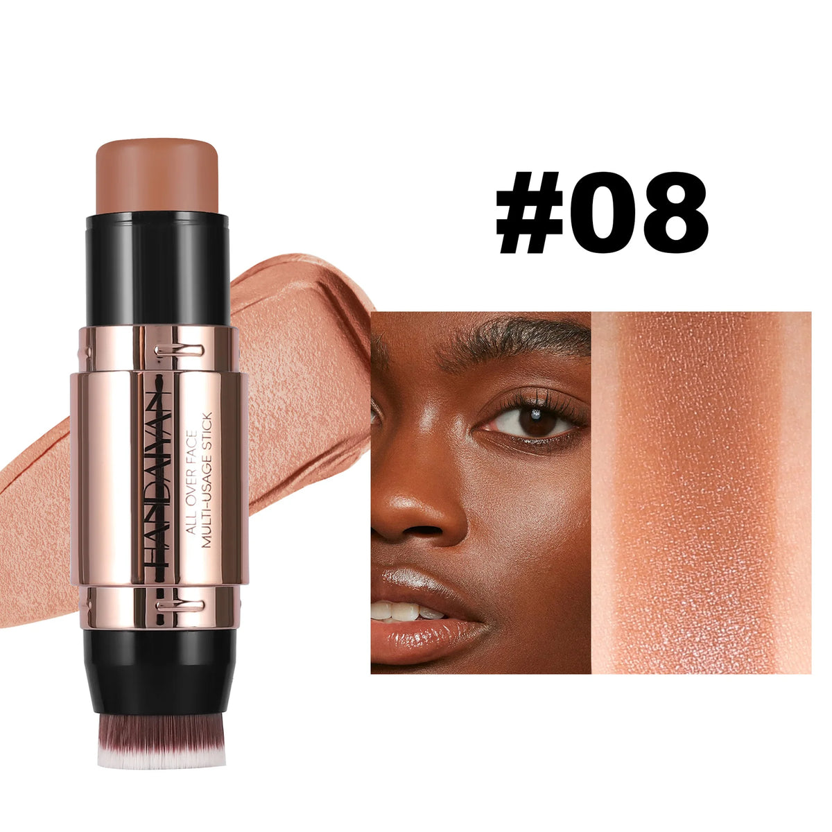 Double Head Highlighter Stick Contour Stick Waterproof Natural Silky Smooth Face Contouring for Nose Shadow With Makeup Brushes - AliExpress 66