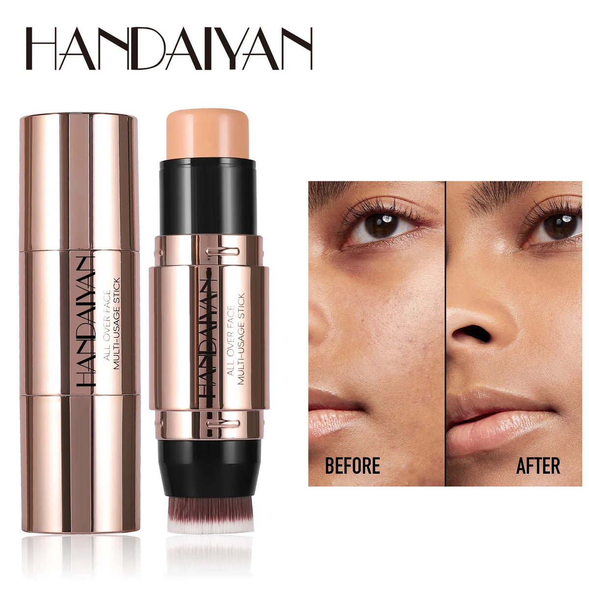 Double Head Highlighter Stick Contour Stick Waterproof Natural Silky Smooth Face Contouring for Nose Shadow With Makeup Brushes - AliExpress 66