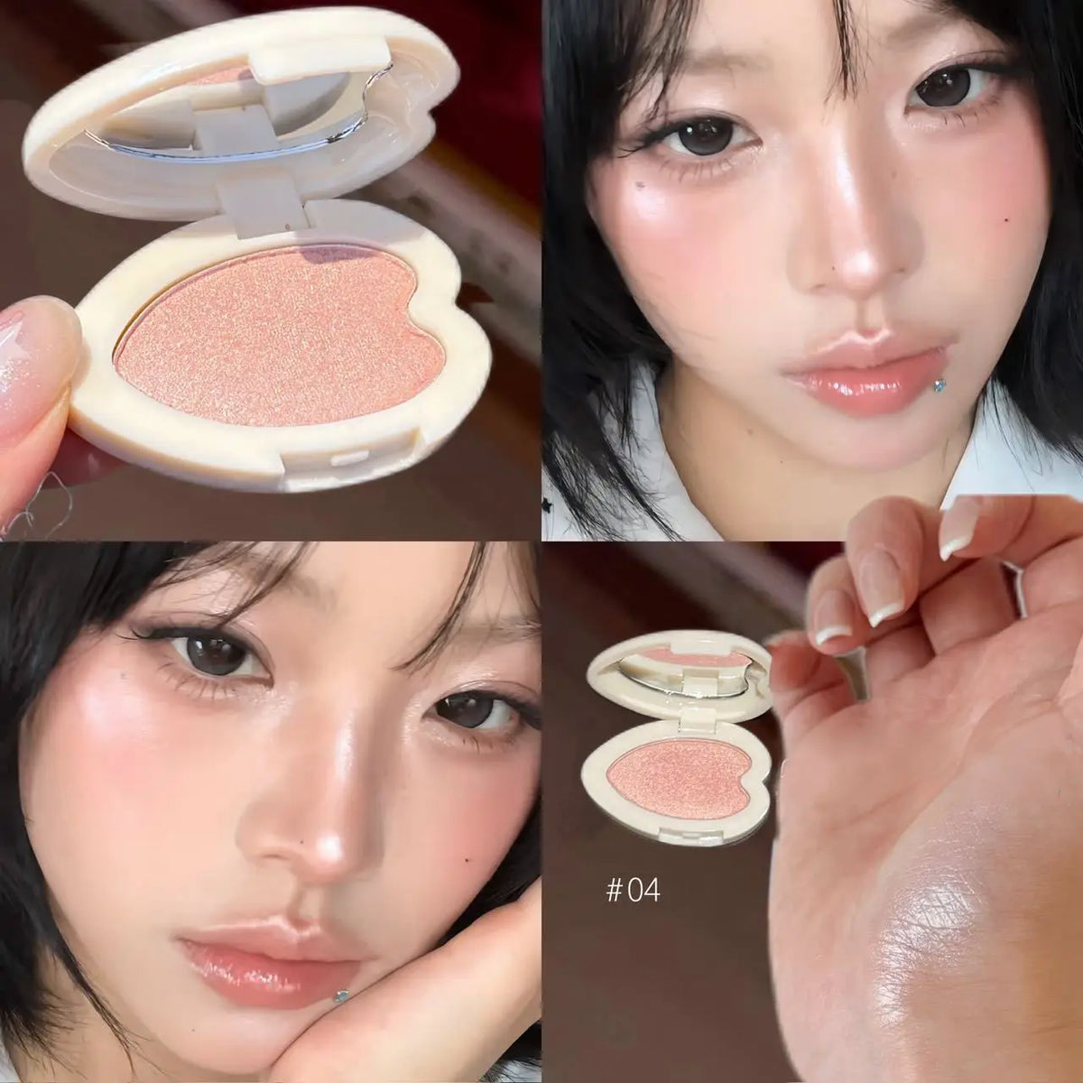 Heart Shape Highlighter Eyeshadow Palette Monochrome Pearl Shimmer Powder Pink Purple Gloss Fine Glitter Face Eye Makeup - AliExpress 66