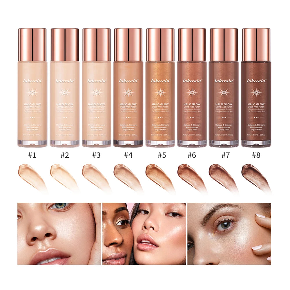 Halo Glow Liquid Filter Liquid Highlighter Face Contouring Pearlescent Makeup Brightener Bronzer Glow Body Face Contour Shimmer - AliExpress 66