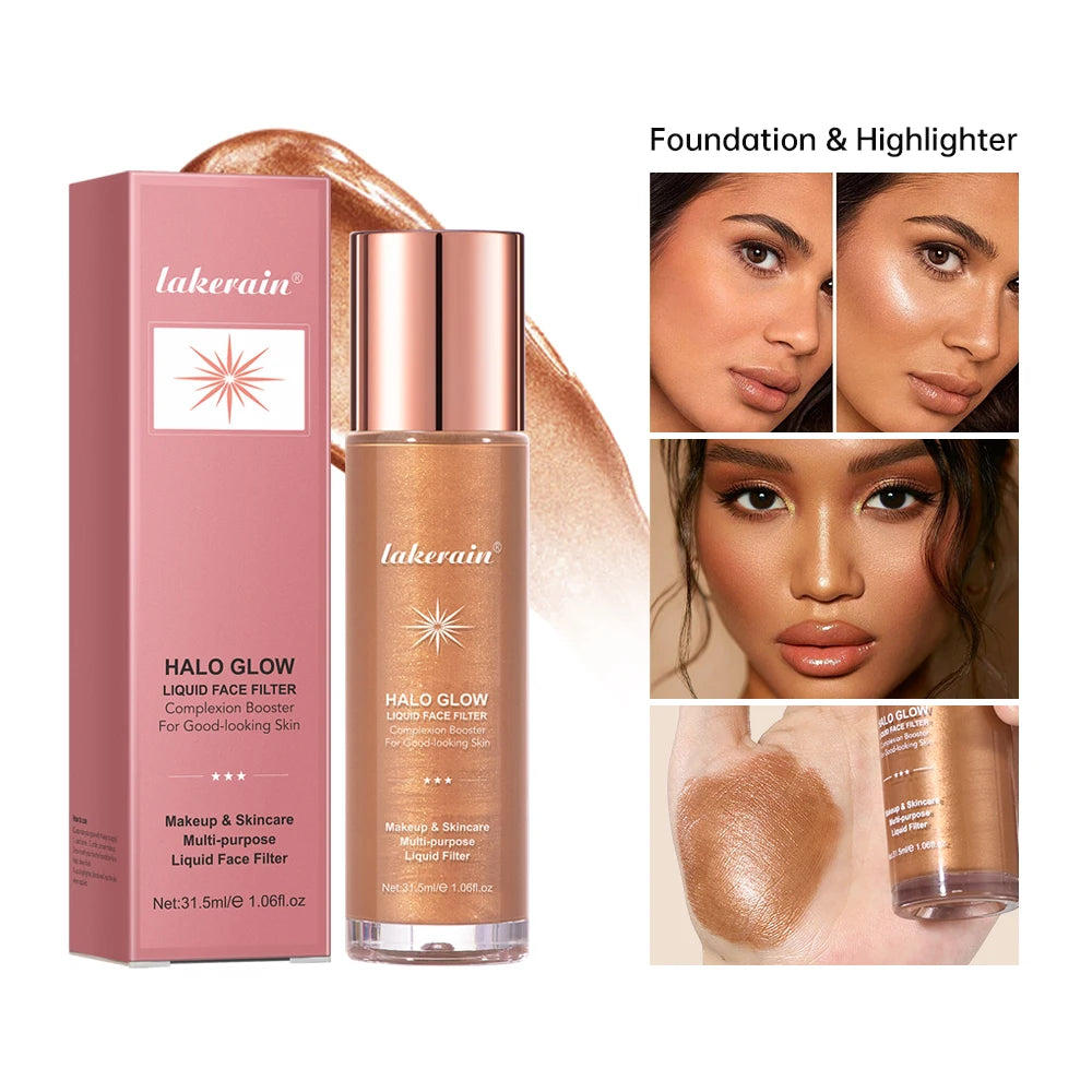 Halo Glow Liquid Filter Liquid Highlighter Face Contouring Pearlescent Makeup Brightener Bronzer Glow Body Face Contour Shimmer - AliExpress 66
