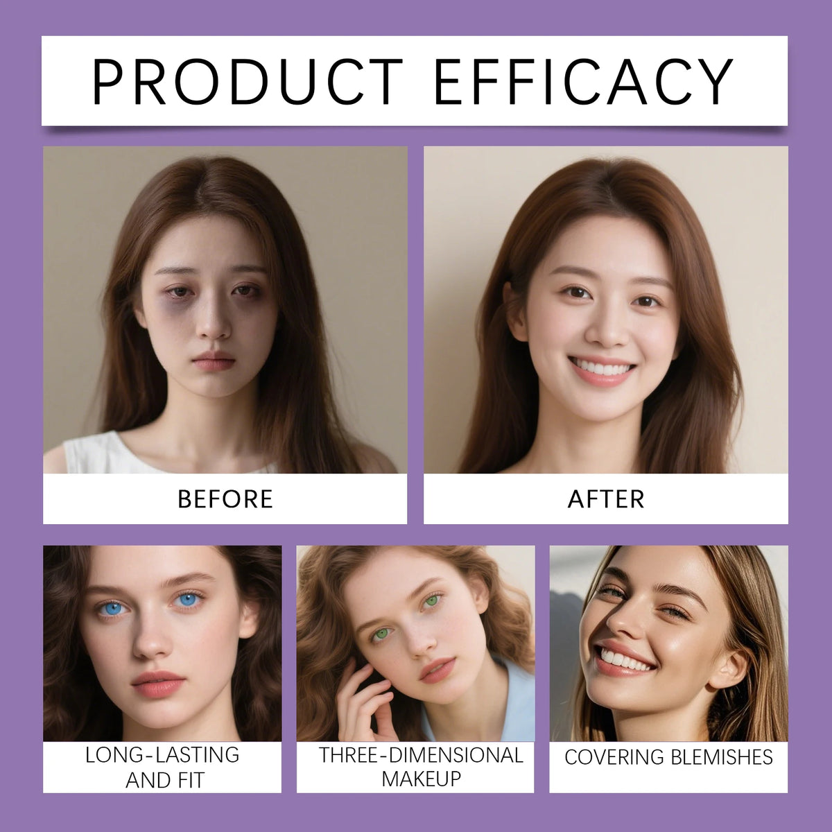 2 in 1 Color Changing Foundation Stick With Brush Ivory White Natural Color Dark Skin Tone Full Coverage Concealer Base Makeup