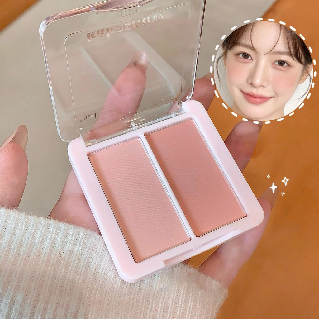 Pink Apricot Blush Cream Powder Soft Cheek Tint Two-color Matte Blusher Plate Makeup Long-lasting Natural Brightens Face Rouge