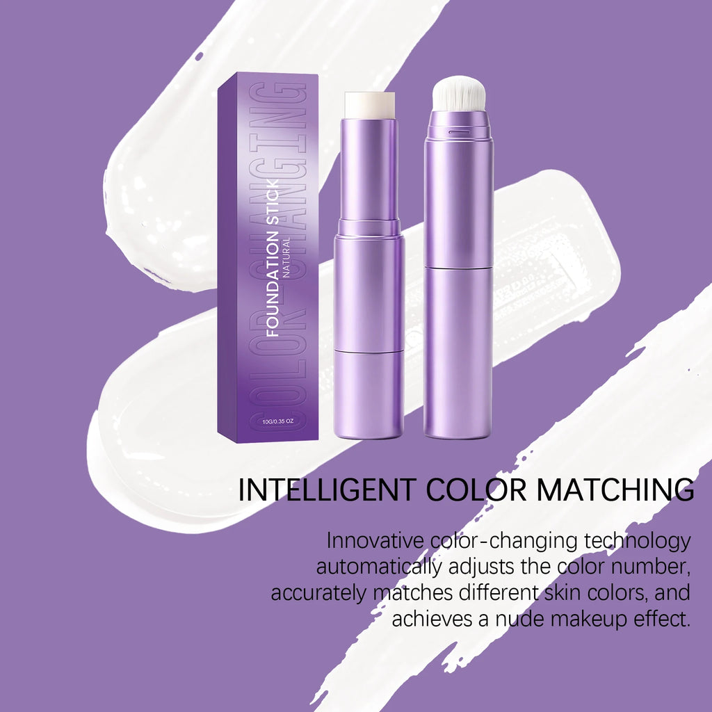 2 in 1 Color Changing Foundation Stick Waterproof Matte Full Cover Blemishes Pores Moisturizing Double-Headed Base Makeup Stick