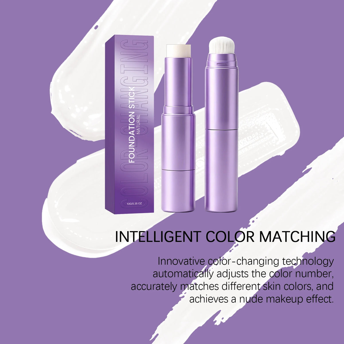 2 in 1 Color Changing Foundation Stick Waterproof Matte Full Cover Blemishes Pores Moisturizing Double-Headed Base Makeup Stick