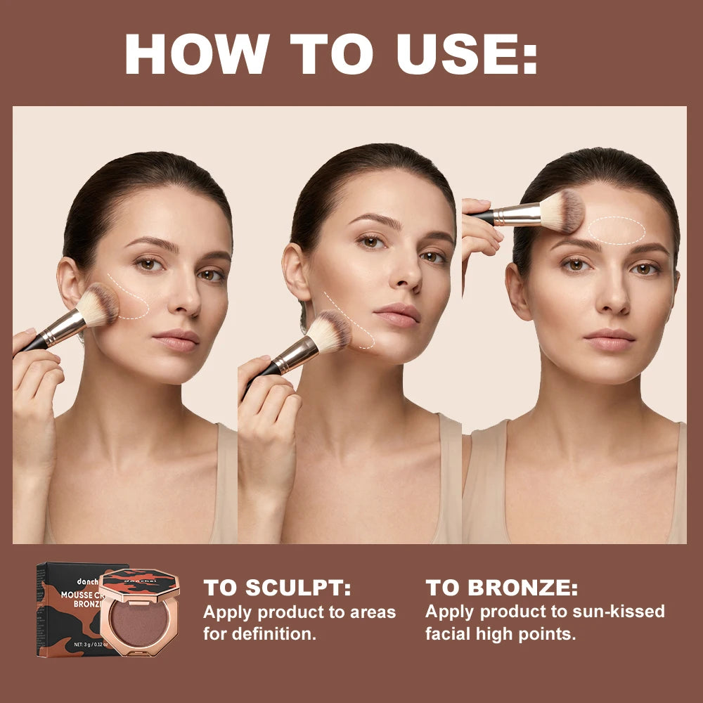 Mousse Cream Bronzer Matte Natural Contour Cream Bronzer Long Lasting Blendable Face Shading Cream Waterproof Makeup Cosmetics