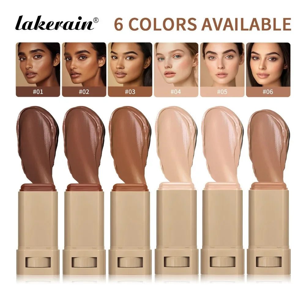 6 Colors Tinted Foundation Cream Stick, Waterproof Oil Control Concealer Foundation, Smooth Matte Full Coverage Makeup Stick