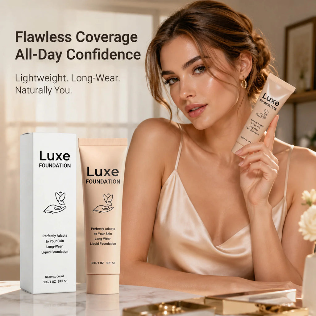 Luxe Color Changing Liquid SPF50 Foundation Long-Wear Skin Tone Adaptive Lightweight Natural Dark Shades Makeup Base