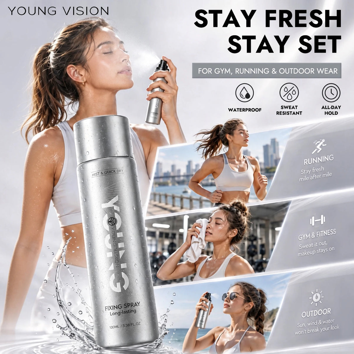 YOUNG VISION 100ml Makeup Setting Spray ¨C Long-Lasting Matte Finish, Oil-Control, 3-Layer Film-Forming, Alcohol-Free, Hydrating, - AliExpress 66