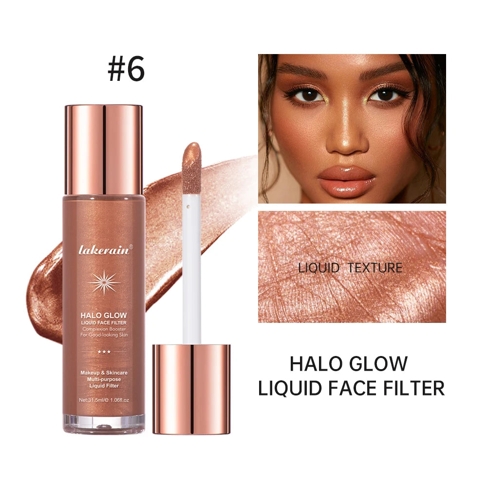 Halo Glow Liquid Filter Liquid Highlighter Face Contouring Pearlescent Makeup Brightener Bronzer Glow Body Face Contour Shimmer - AliExpress 66