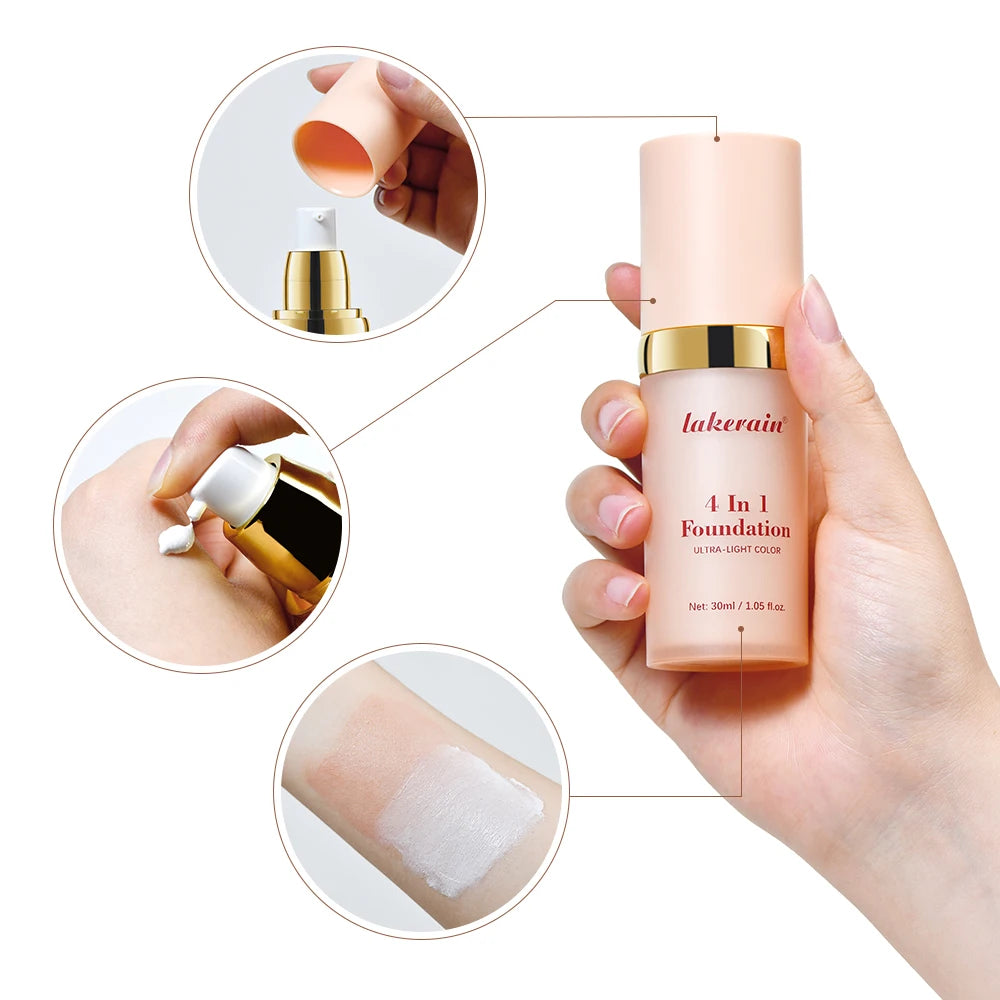 4 In 1 Color Changing Foundation Hydrating Moisturizing Long Lasting Waterproof Travel Full Coverage Makeup Base Smooth Natural Skin Tone Daily Facial Make Up Concealer Primer - AliExpress 66