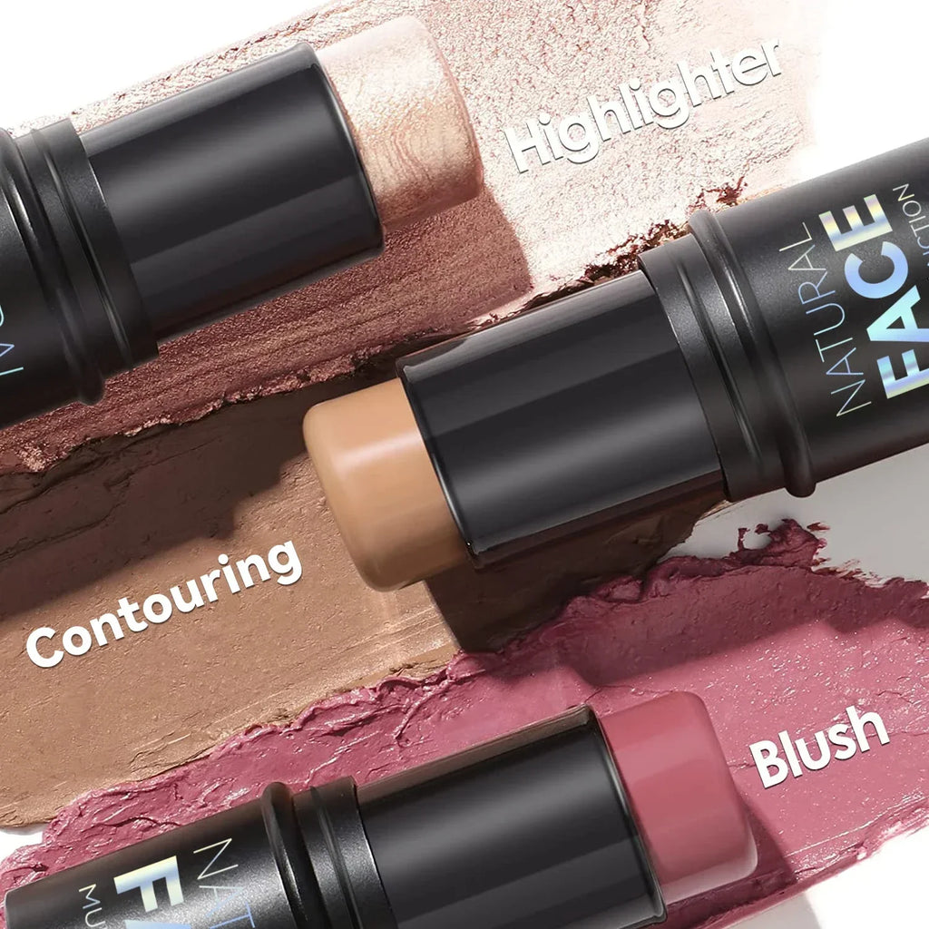 Makeup Face Cream Contour Sticks,Shades with Highlighter & Bronzer & Blush, Non-greasy and Water-resistant Face Contouring Pen - AliExpress 66