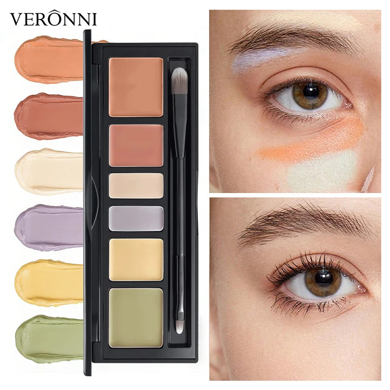 6 Colors Concealer Palette with Brush, Full Coverage Tattoo Cover Up Cream, Contour Correcting Foundation Makeup for Dark Circle - AliExpress 66