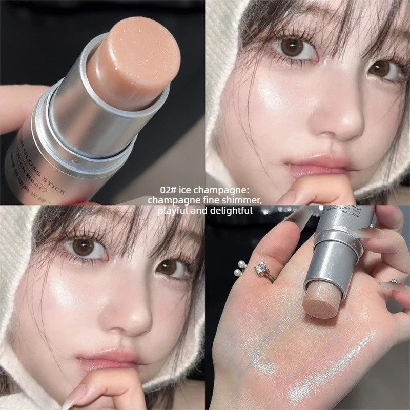 Highlighter Stick - Dewy Finish, Contour & Blush 3-in-1, Natural Glow with Fine Shimmer, Affordable Makeup Stick