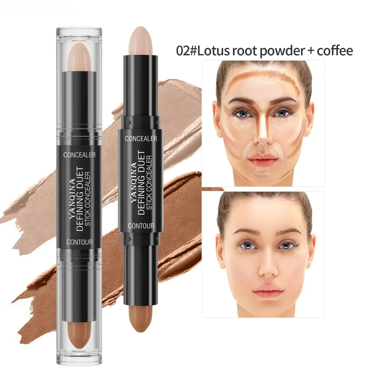 Double Head Contour Face Foundation Concealer Pen Long Lasting Dark Circles Corrector Contour Concealers Stick Cosmetic Makeup