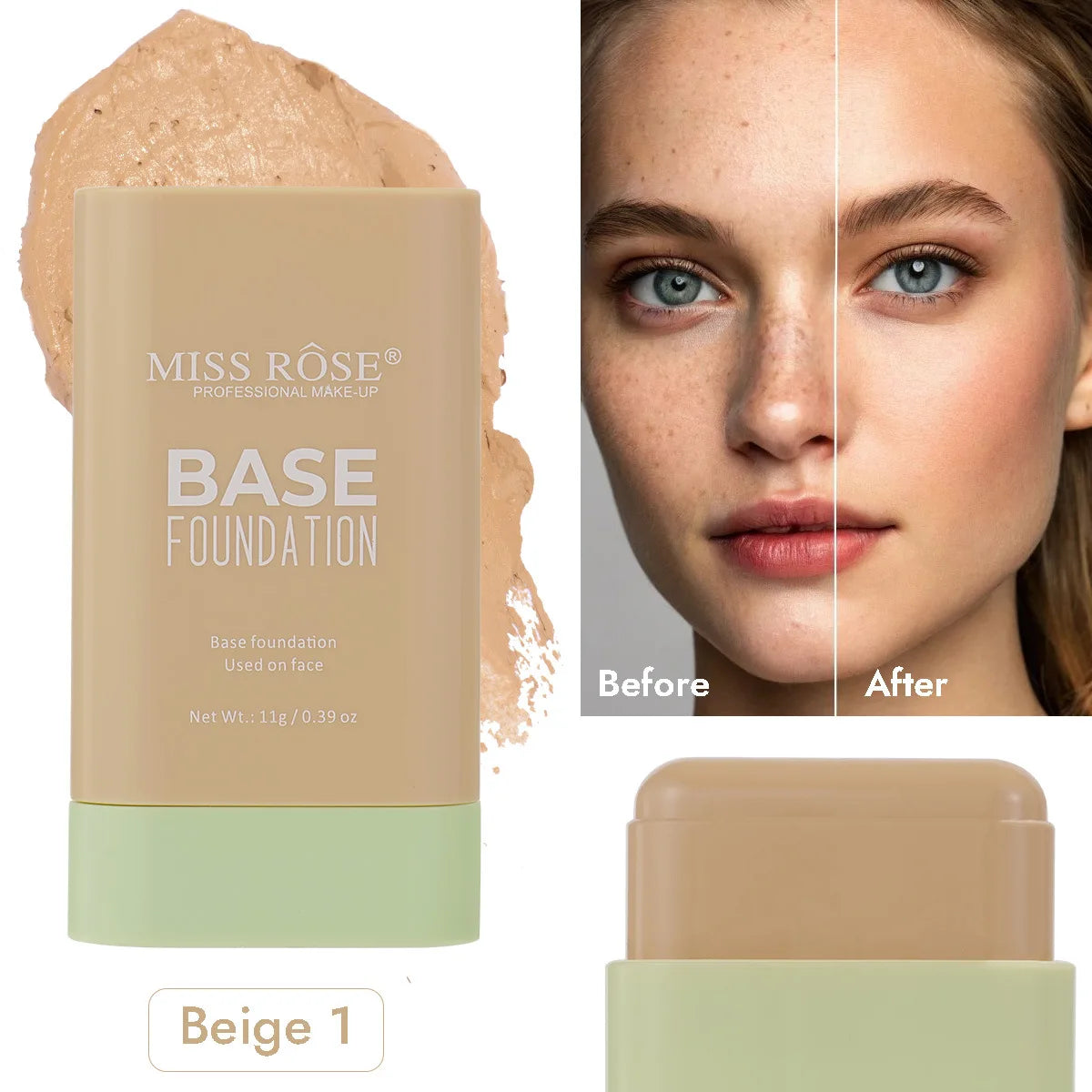MISS ROSE Concealer Stick - Moisturizing Hydrating Brightening Lightweight Full Coverage Skin Tone Match Foundation Makeup
