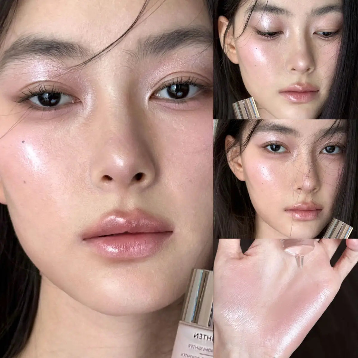 Herorange Shimmer Liquid Blush Highlighter, Dewy Watery Smooth Texture, Easy Blend Natural Brightening Daily Face Makeup