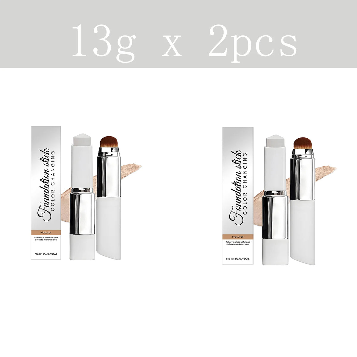 Natural Color 2-in-1 Color-Changing Foundation Stick - Lightweight, Hydrating Formula for Sheer Coverage and Long-Lasting Wear