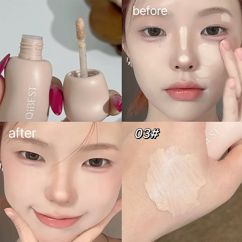 QIBEST Natural Liquid Concealer Cream Makeup 4 Colors Moisturizing Waterproof Cover Acne Dark Circles Face Base Korean Cosmetics - AliExpress 66