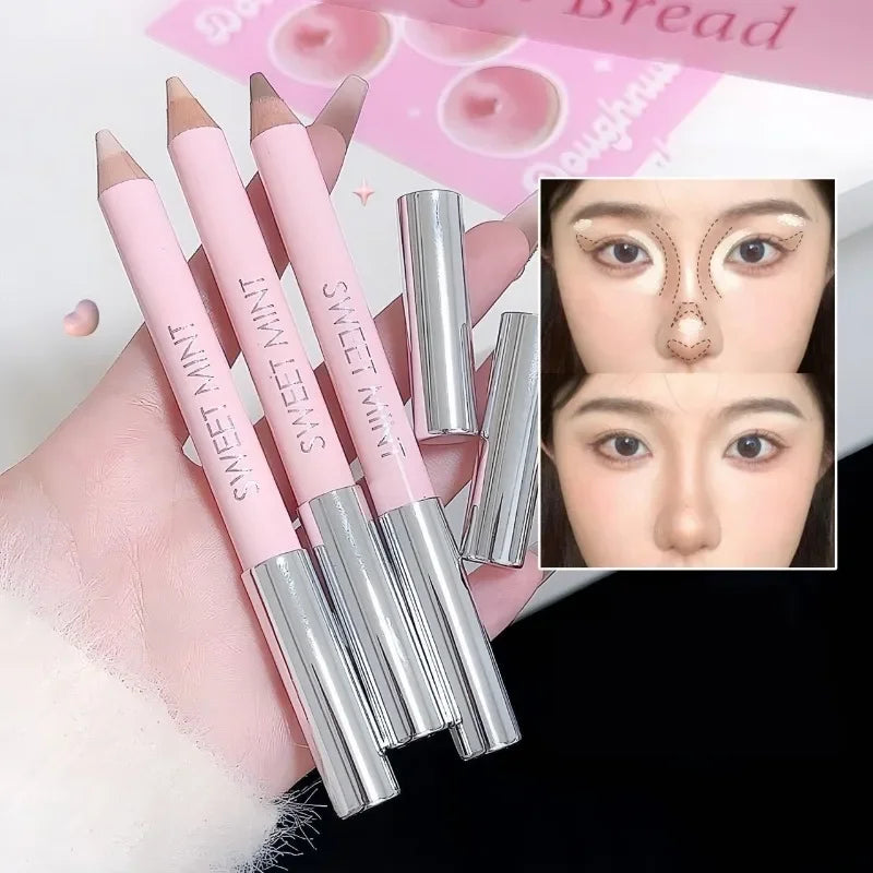 Double Ended Highlighting Contouring Stick 2-in-1 Highlight and Shadow Pen Face Gray Brown 3D Nose Shadow Bronzers Makeup Pencil - AliExpress 66