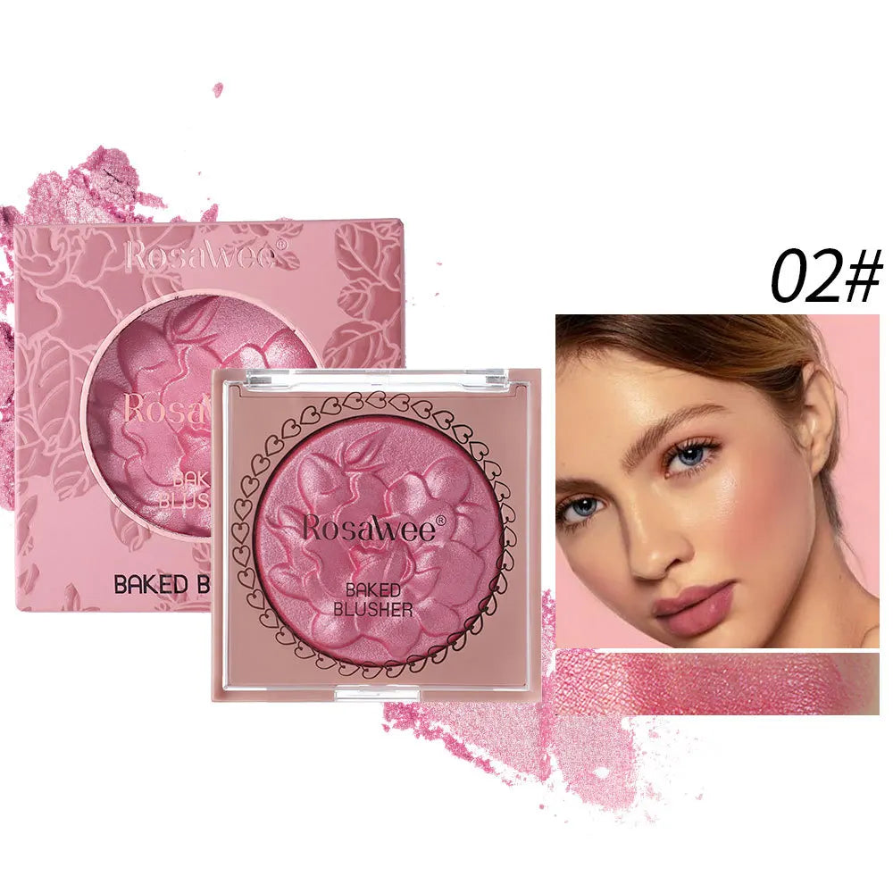 Flower Embossed Mashed?potato Baked Blush, Sparkling Pearlescent Rouge, 3D Shimmer Brightening Long?lasting Facial Makeup - AliExpress 66