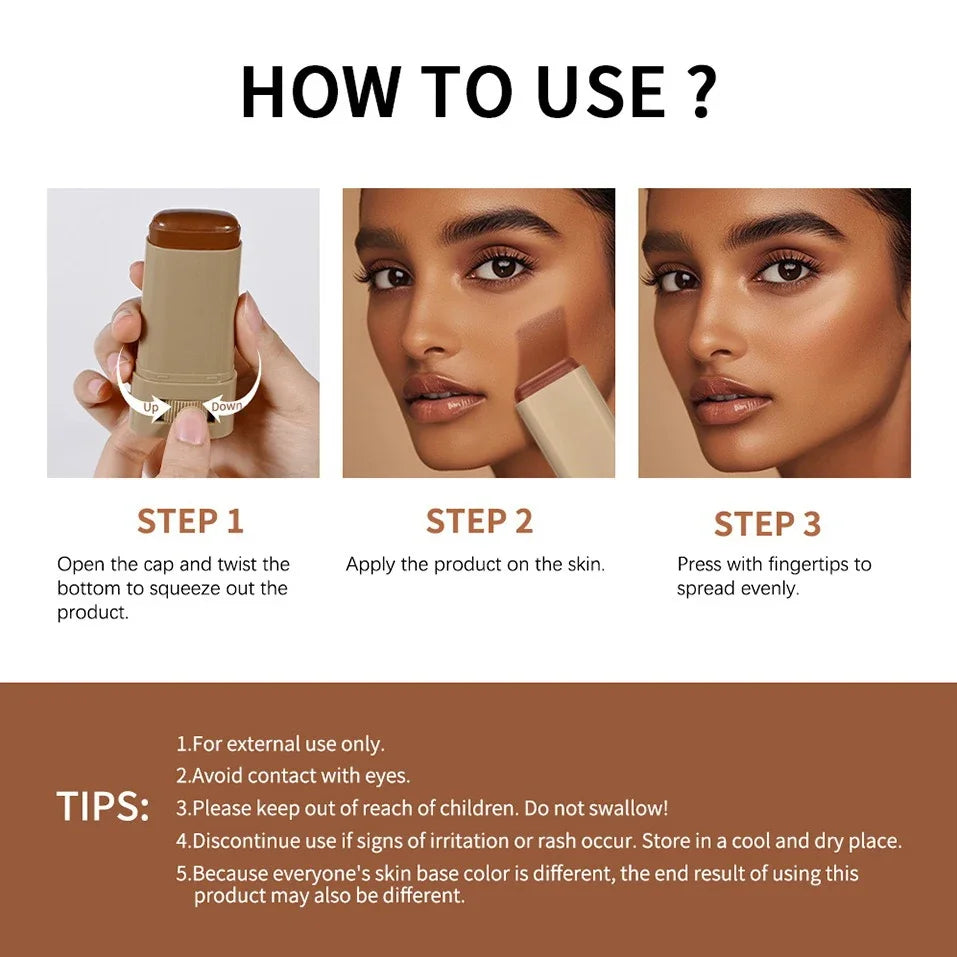6 Colors Tinted Foundation Cream Stick, Waterproof Oil Control Concealer Foundation, Smooth Matte Full Coverage Makeup Stick