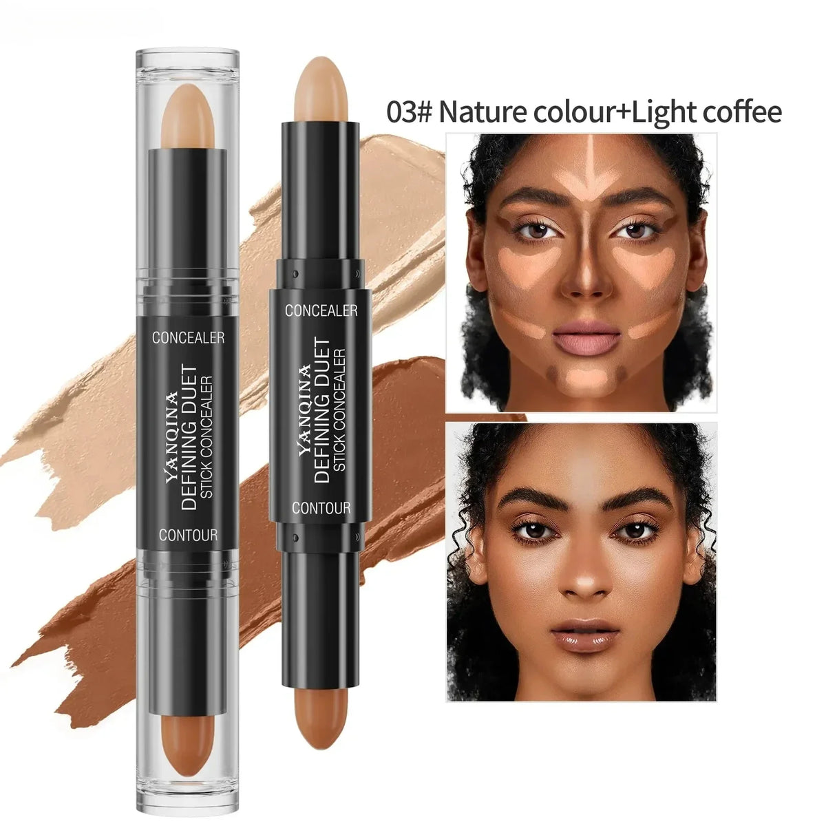 Double Head Contour Face Foundation Concealer Pen Long Lasting Dark Circles Corrector Contour Concealers Stick Cosmetic Makeup